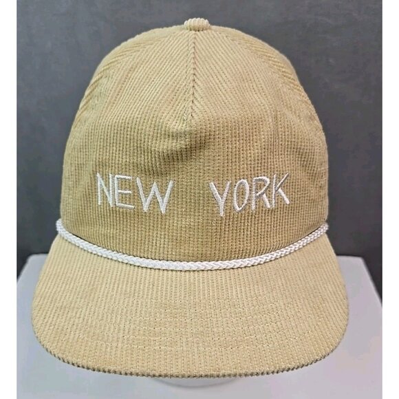 Madewell Hat Corduroy rope snapback NEW YORK embroidered tan cap OS Made Well - Picture 1 of 8